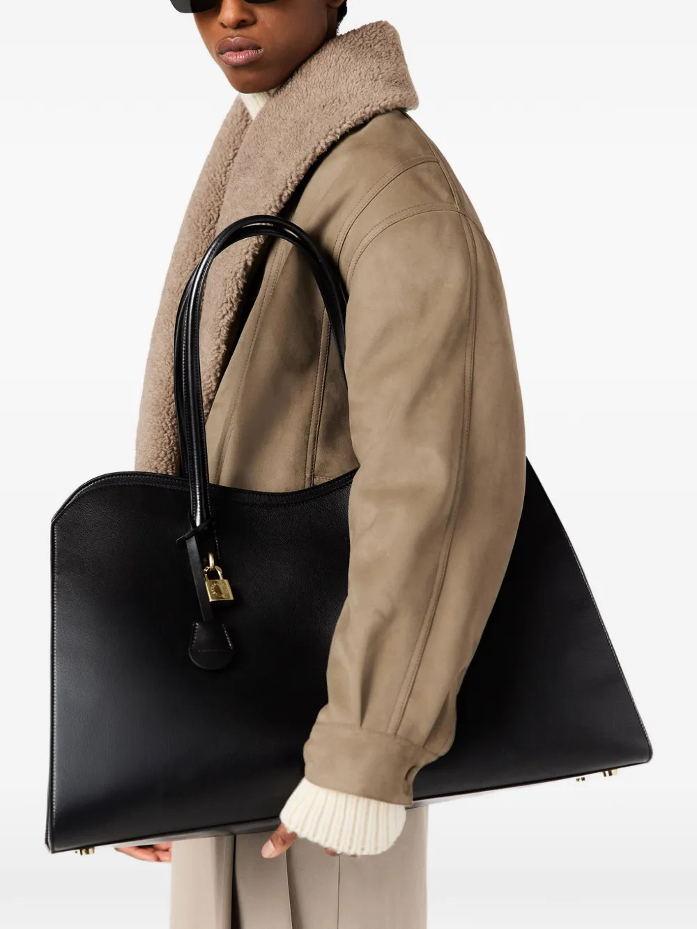 Stella McCartney Bomberjack met imitatielamswol Beige