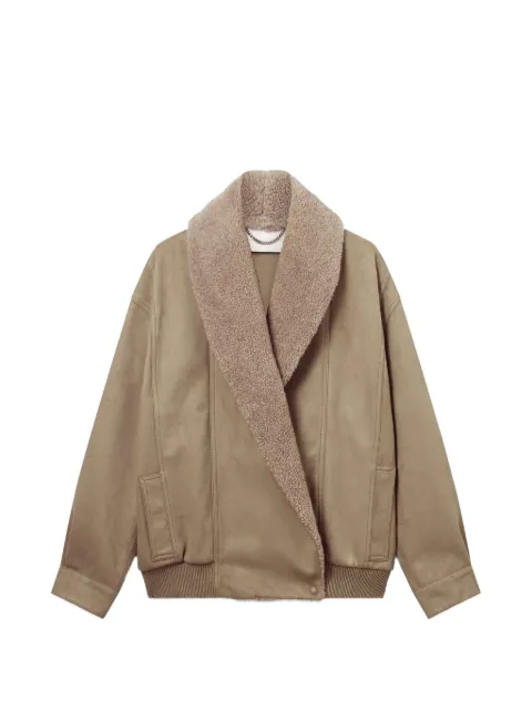 Stella McCartney vegan suede plush-trimmed jacket