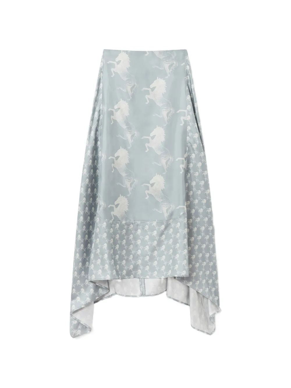 Stella McCartney horse-print handkerchief-hem skirt - Blu