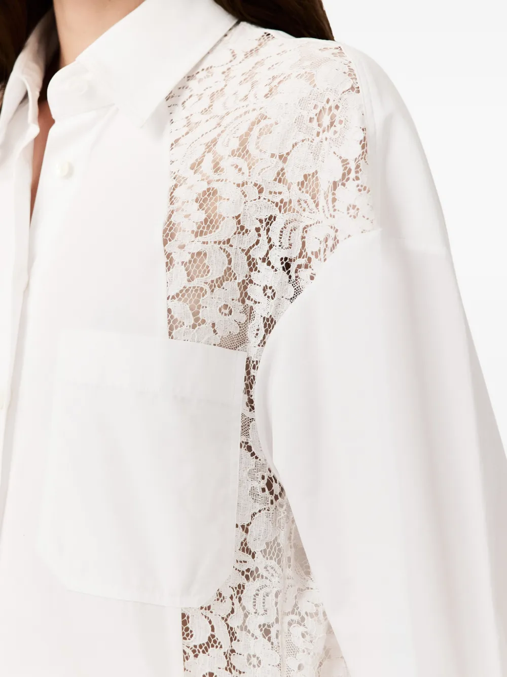 Stella McCartney Asymmetrische jurk met kanten vlakken Wit