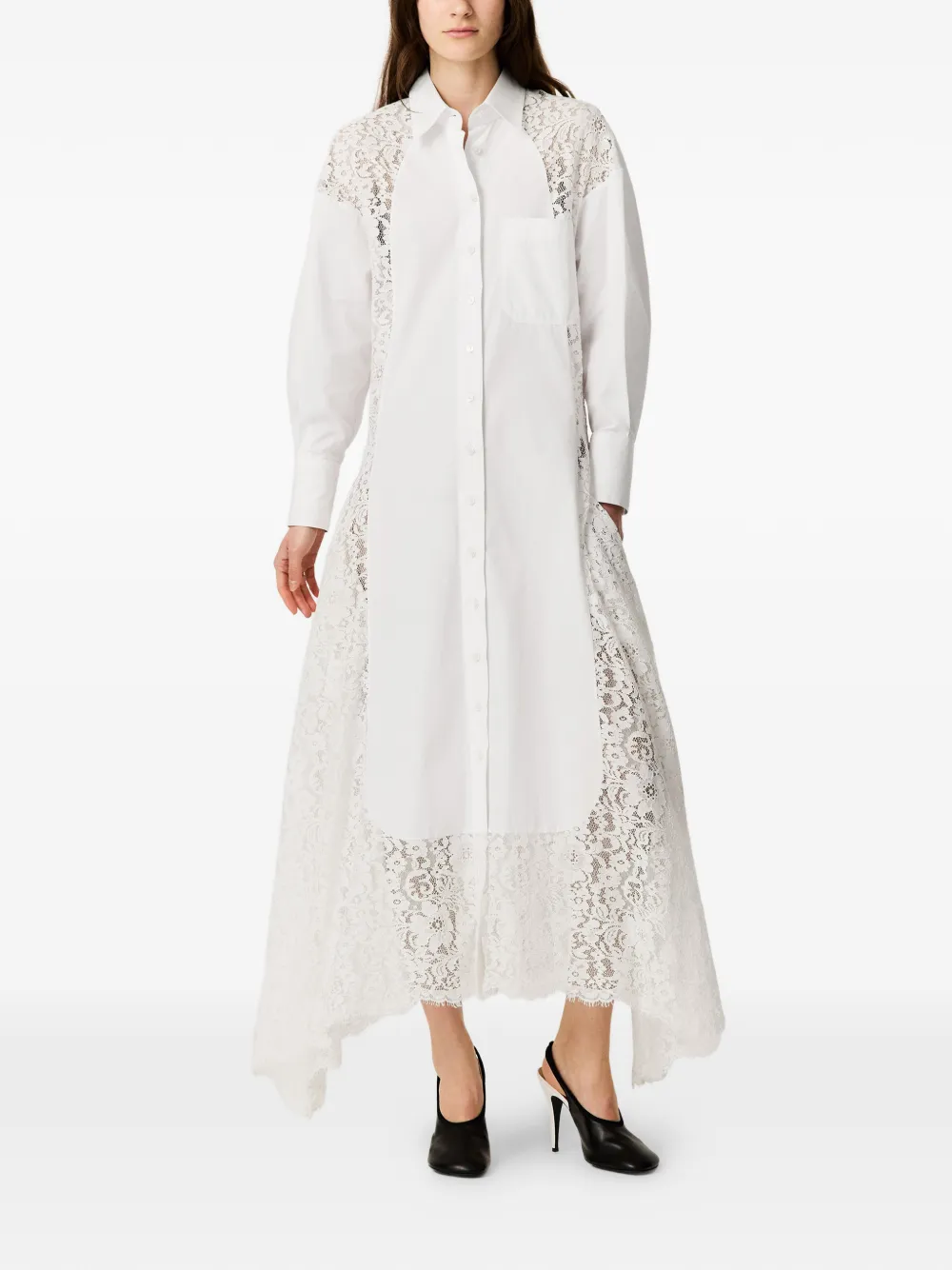 Stella McCartney Asymmetrische jurk met kanten vlakken Wit