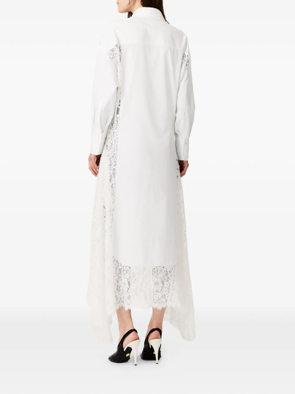 Stella McCartney Asymmetrische jurk met kanten vlakken Wit