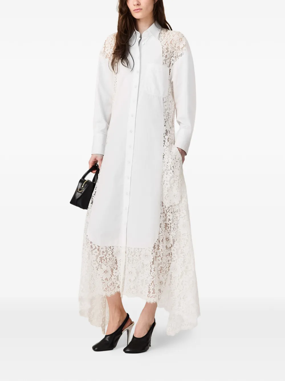 Stella McCartney Asymmetrische jurk met kanten vlakken Wit