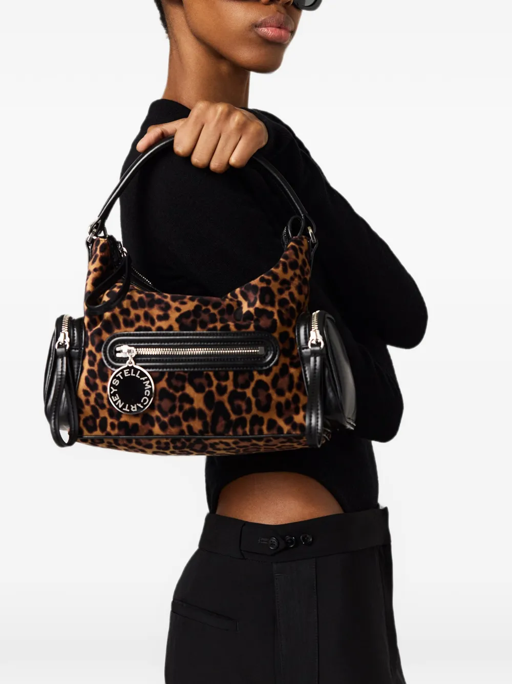Stella McCartney Schoudertas met luipaard-print en rits Beige