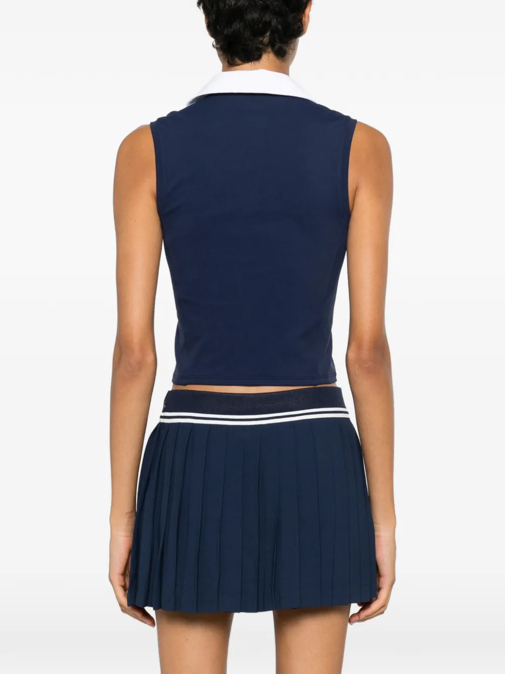Sporty & Rich Mouwloze top met contrasterende kraag Blauw