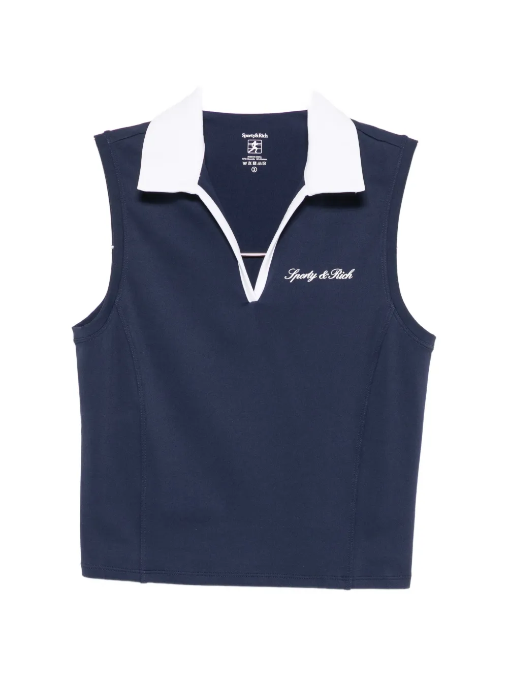 Sporty & Rich sleeveless contrast-collar top - Blu