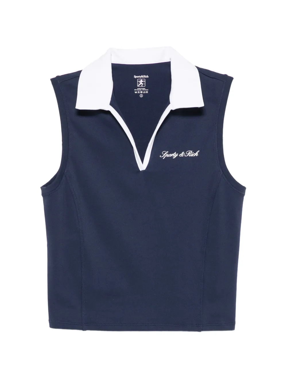Sporty & Rich sleeveless contrast-collar top - Blu