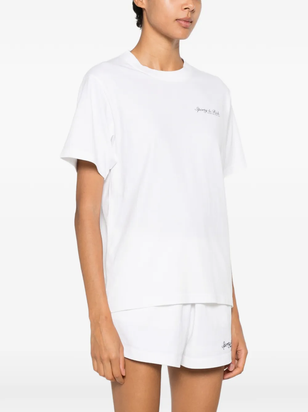 Sporty & Rich T-shirt met logoprint met ronde hals Wit