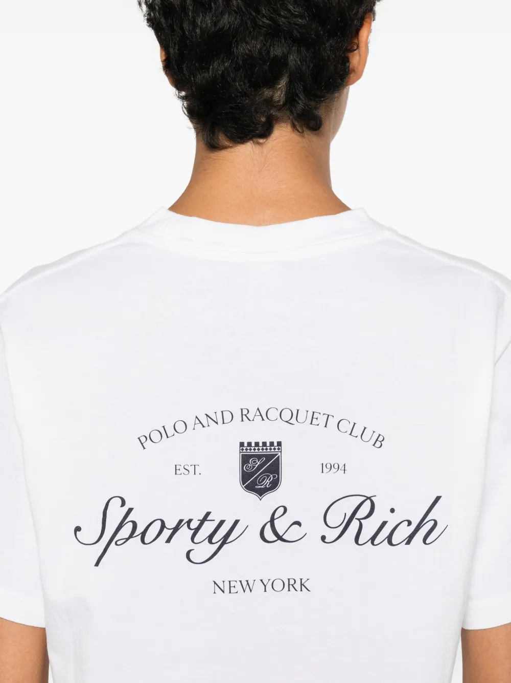Sporty & Rich T-shirt met logoprint met ronde hals Wit