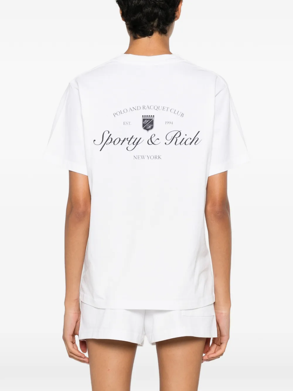 Sporty & Rich T-shirt met logoprint met ronde hals Wit