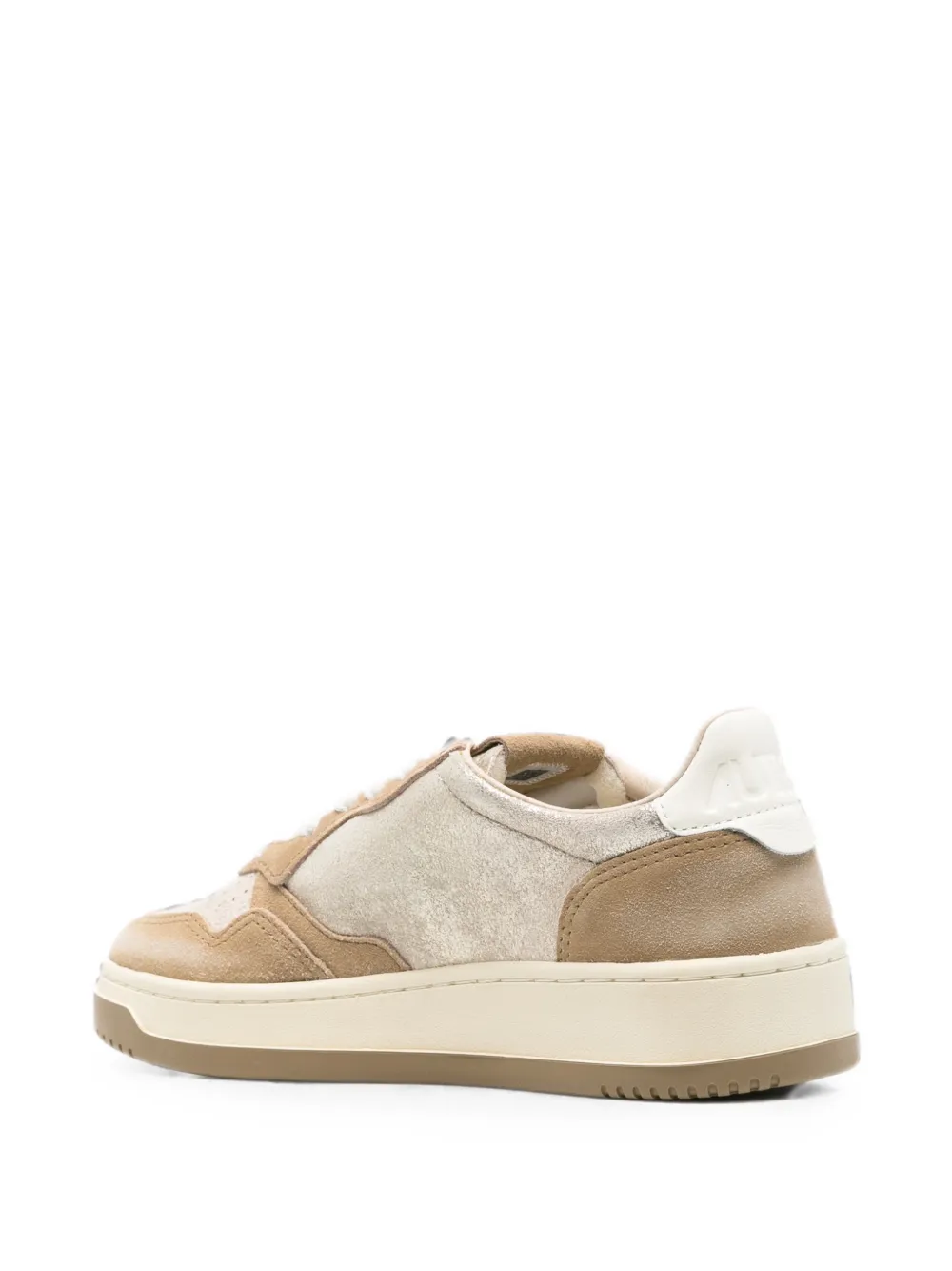 Autry Medalist metallic-effect panelled sneakers Beige
