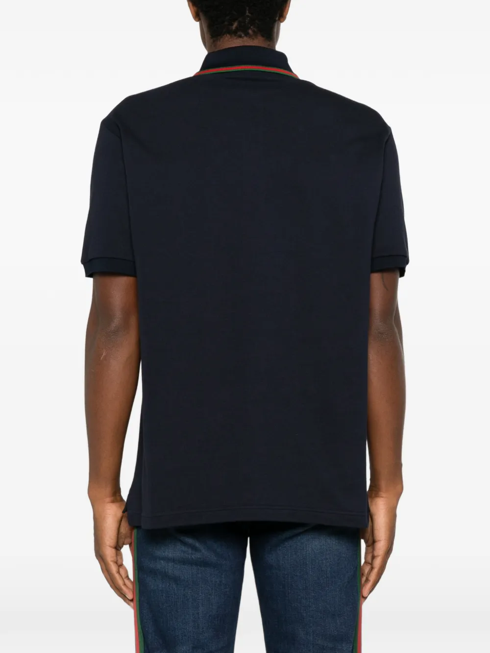 Gucci Piqué poloshirt met Web streep Blauw