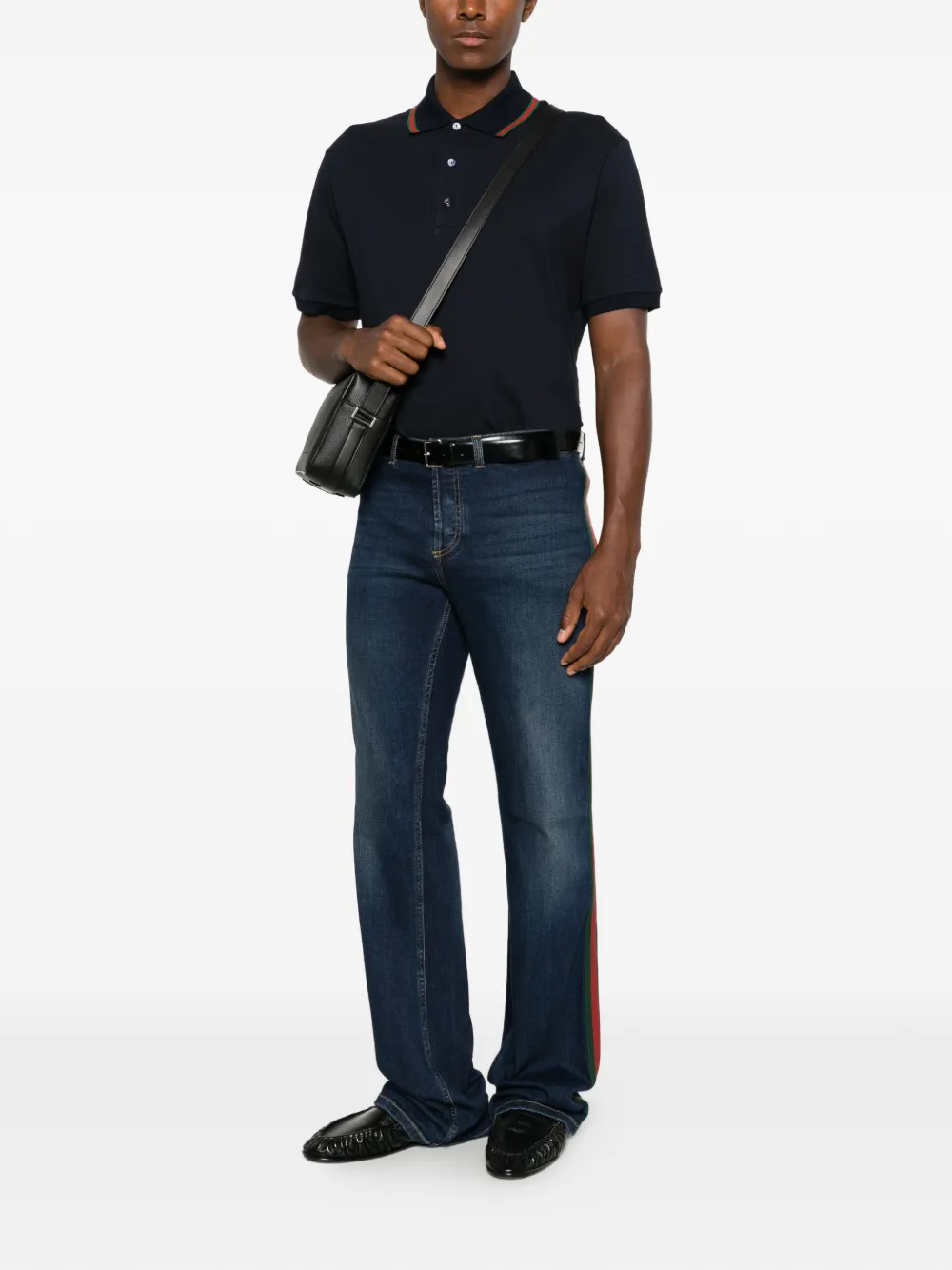  Gucci Polo Con Tribanda Web - Azul 