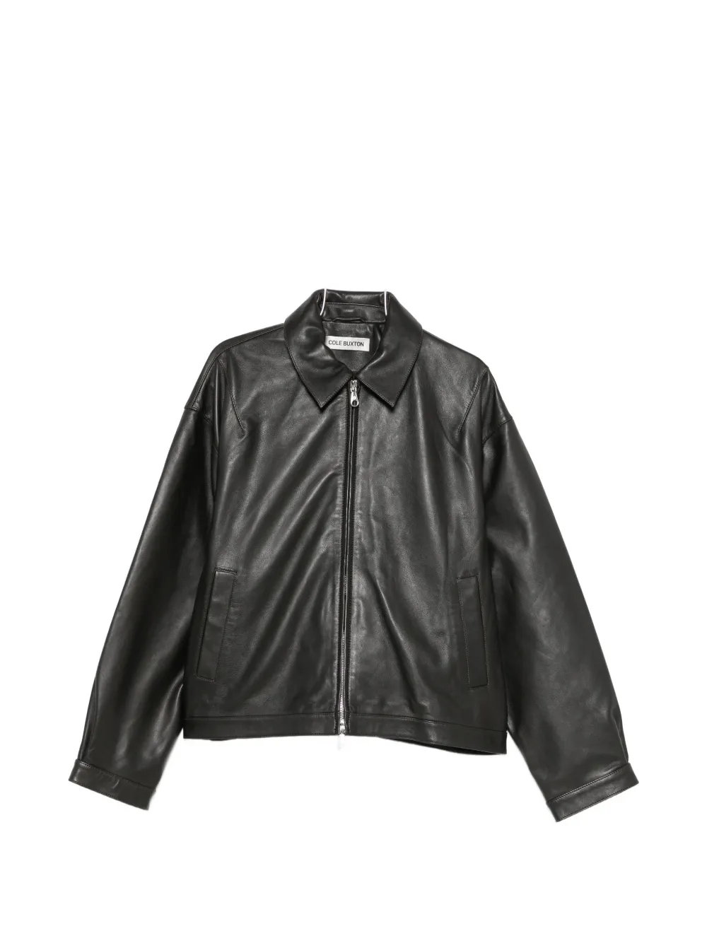 COLE BUXTON leather zip-up jacket - Nero