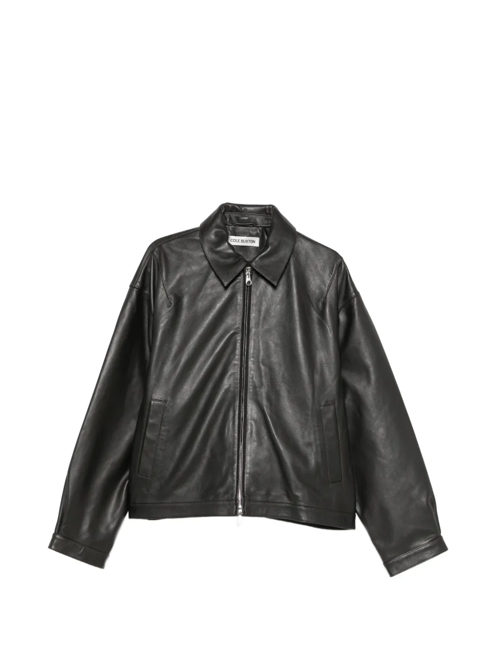 COLE BUXTON leather zip-up jacket - Nero
