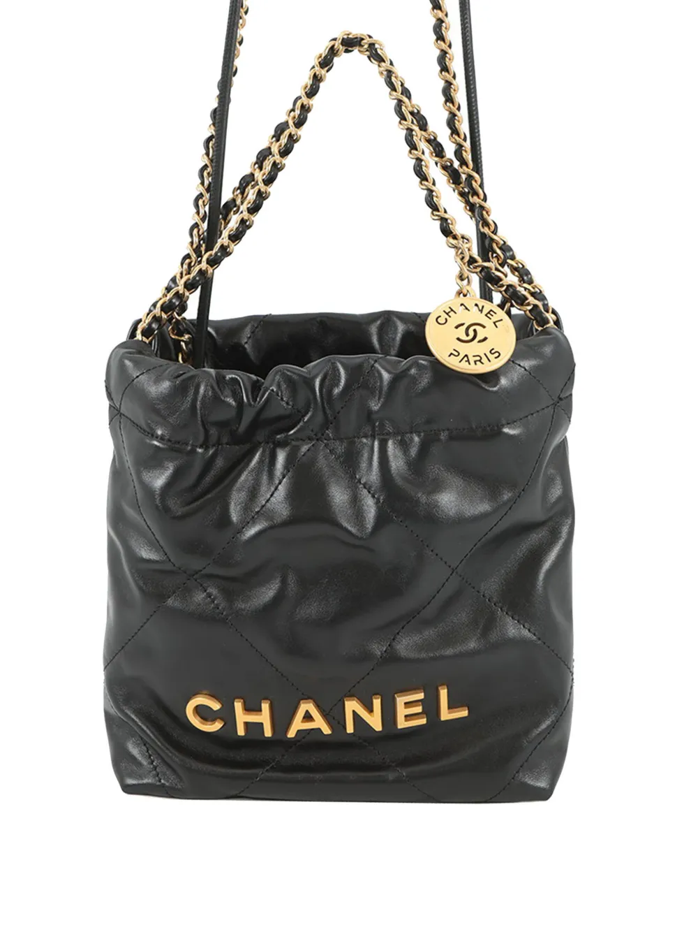 CHANEL Pre-Owned 2021-2026 Mini Shiny Calfskin 22 Handbag satchel - Schwarz