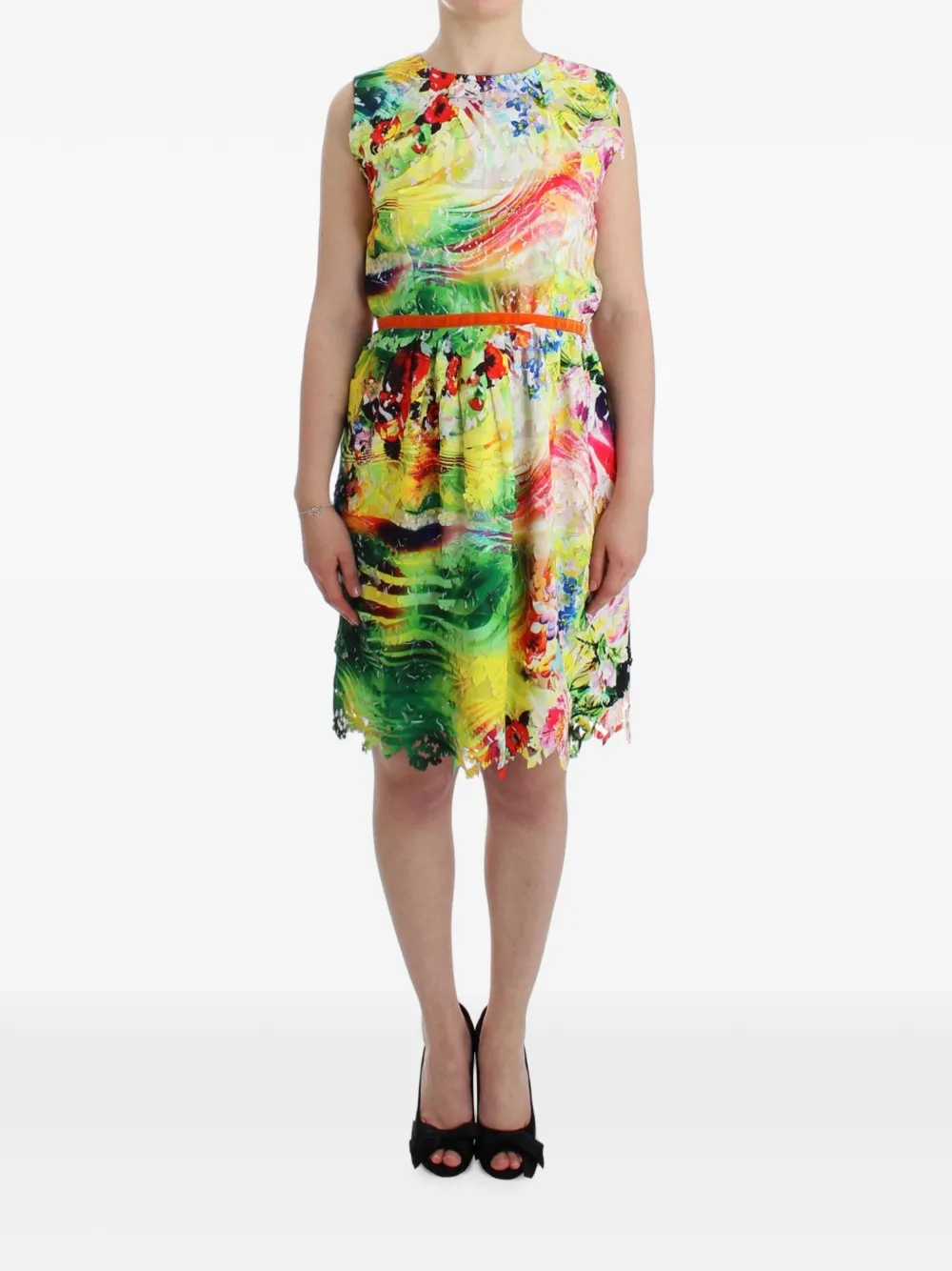 Lanre Da Silva Ajayi laser-cut floral-print mini dress