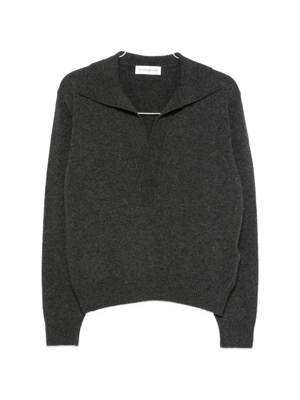 Victoria Beckham polo-collar V-neck wool sweater - Grau