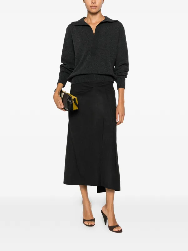 Victoria Beckham Spread-collar V-neck Sweater in Grey