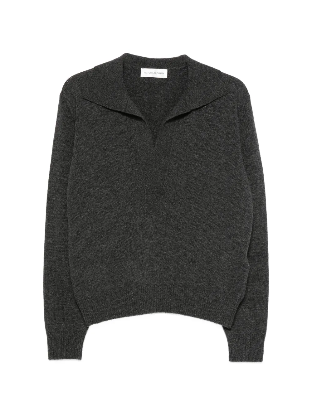 Victoria Beckham polo-collar V-neck wool sweater - Grigio