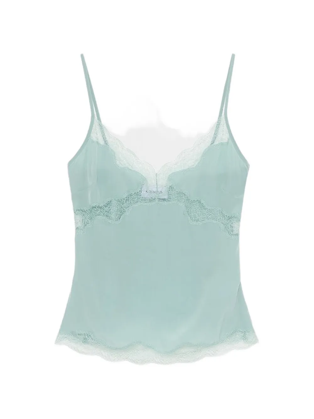 16arlington Clio Lace-trim Satin Top In Green