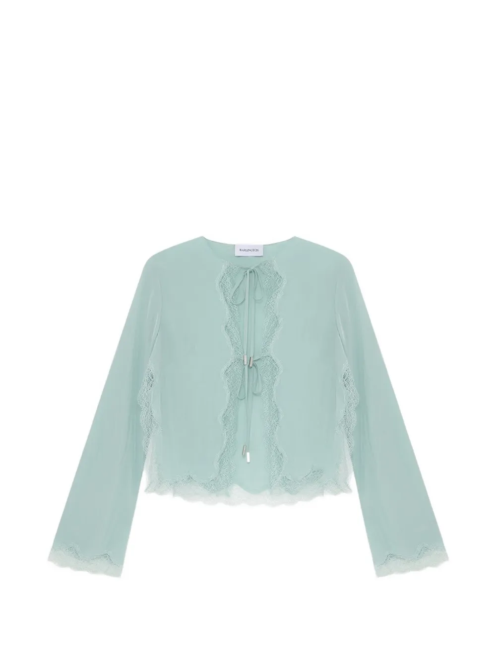 16Arlington Filipa lace-trim tie-front blouse - Verde