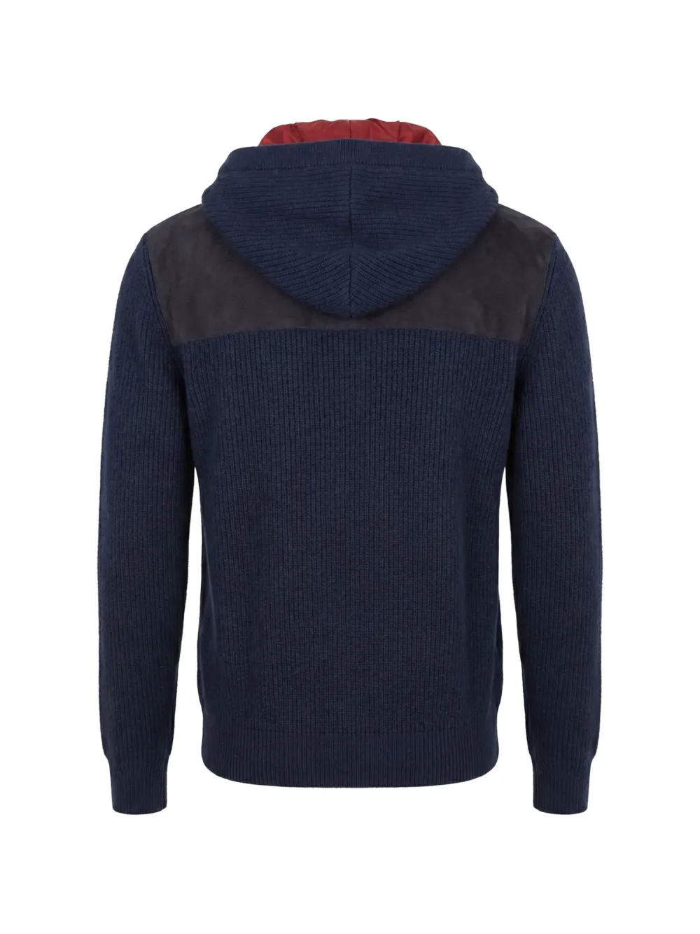 Brunello Cucinelli Jack met suède vlakken en capuchon Blauw