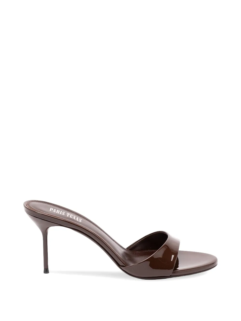 Paris Texas patent-finish stiletto-heel mules - Marrone