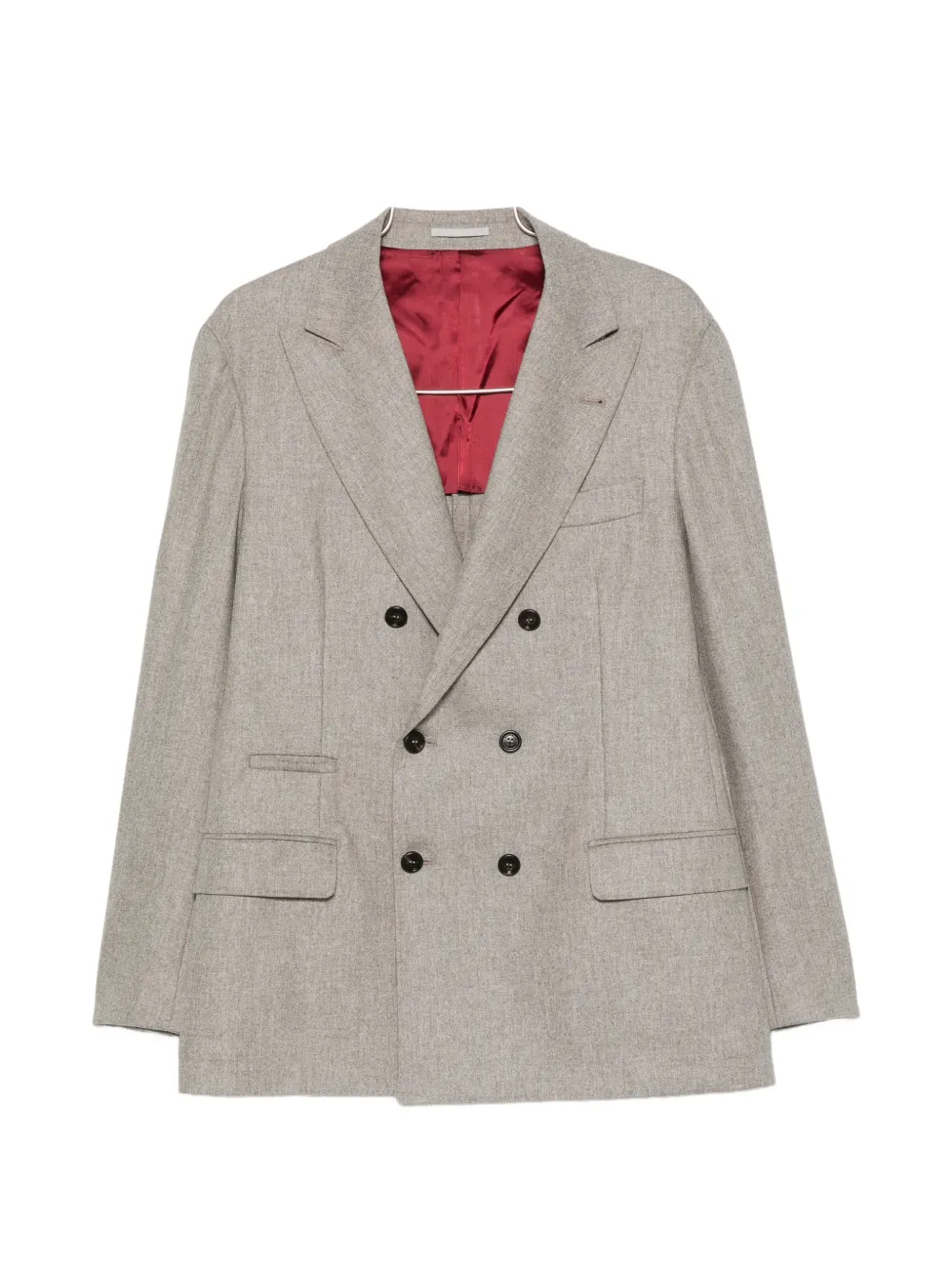 Brunello Cucinelli Double-breasted Wool Suit In Gray