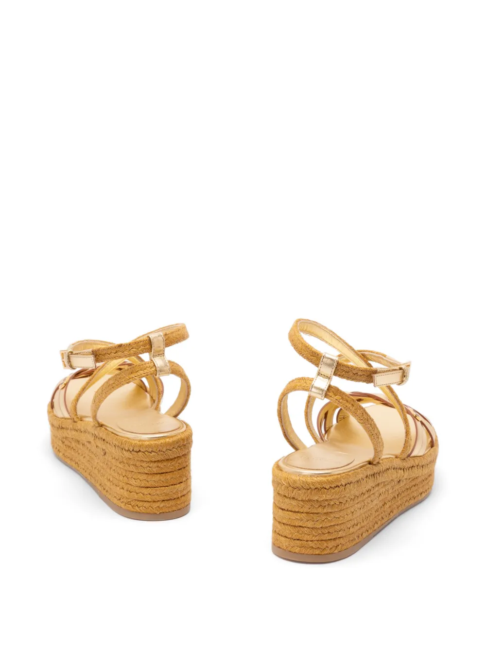 Valentino Garavani metallic-leather braided espadrilles Goud