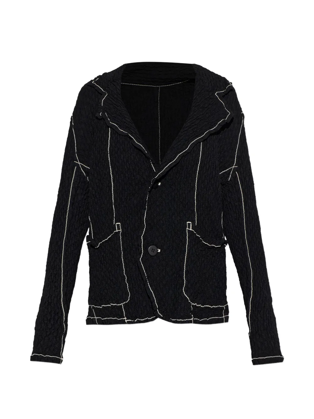 Issey Miyake crinkled contrast-stitch blazer - Nero