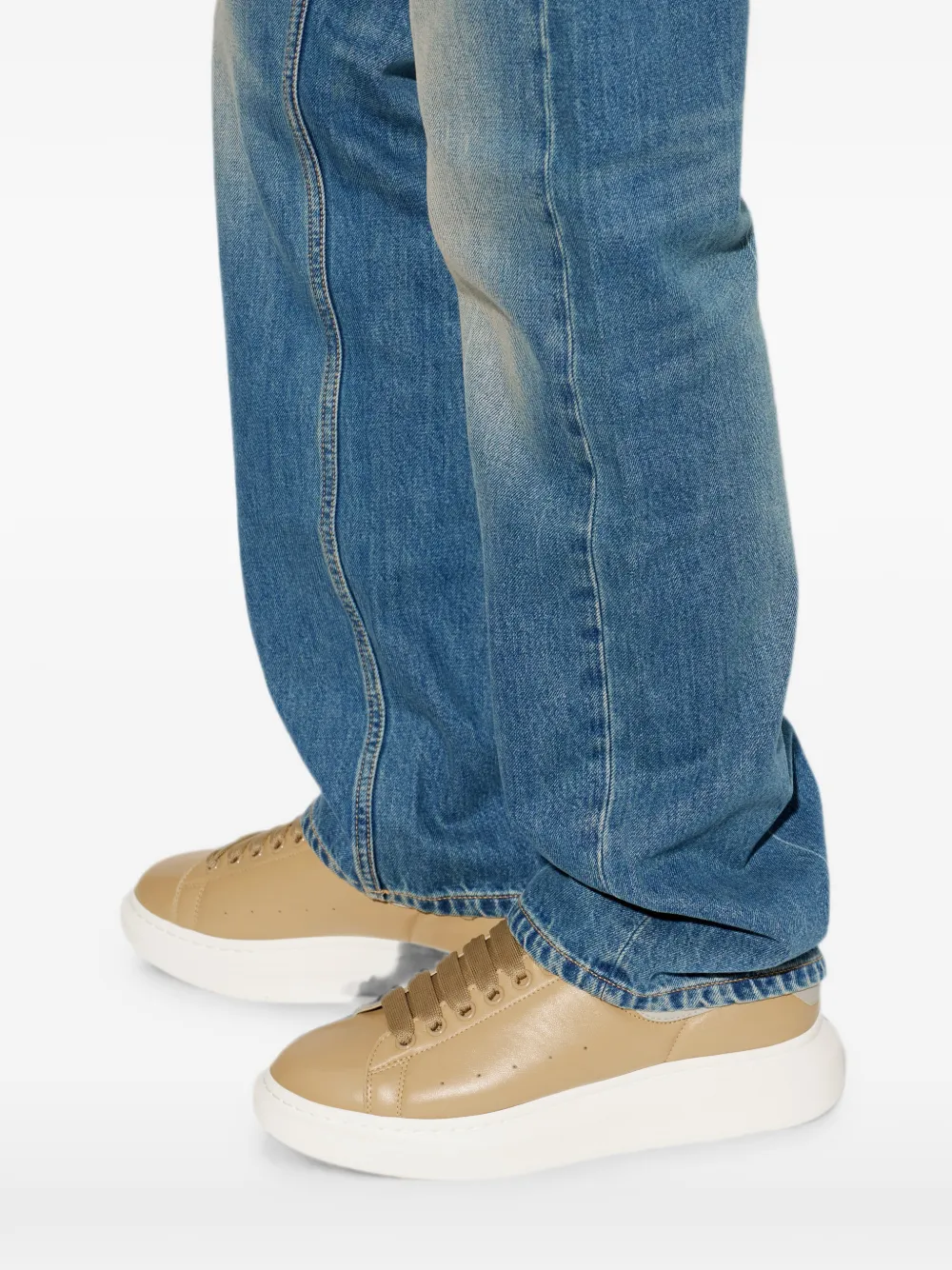 Alexander McQueen Oversized leather sneakers Beige