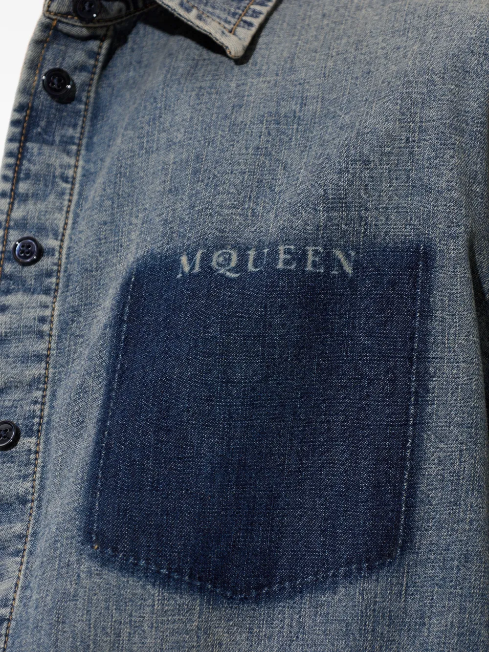 Alexander McQueen Spijkershirt met geborduurd logo Blauw