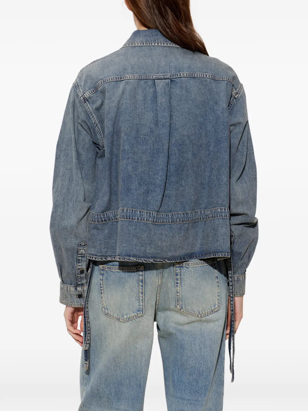 Alexander McQueen Spijkershirt met geborduurd logo Blauw