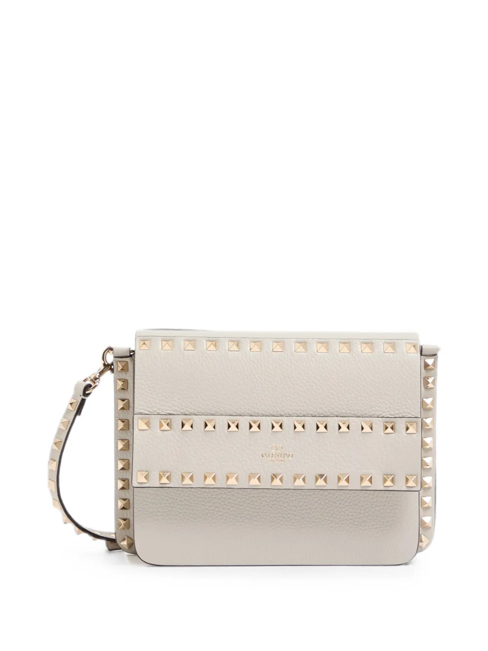 Valentino Garavani Rockstud small shoulder bag in grainy leather - Toni neutri