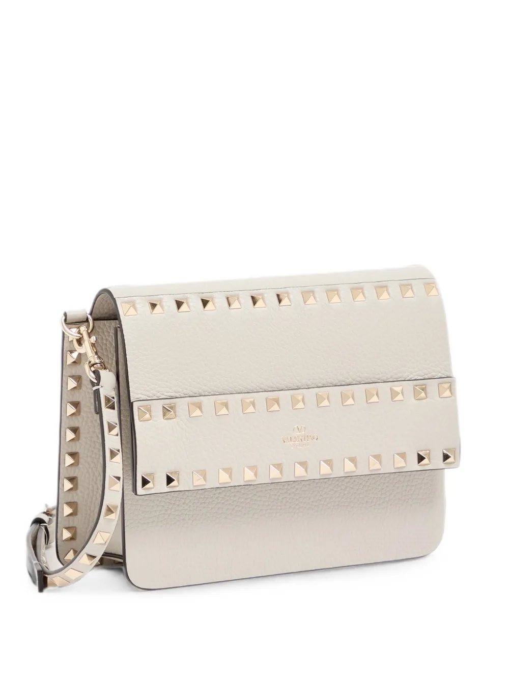 Valentino Garavani Rockstud kleine schoudertas van korrelig leer Beige