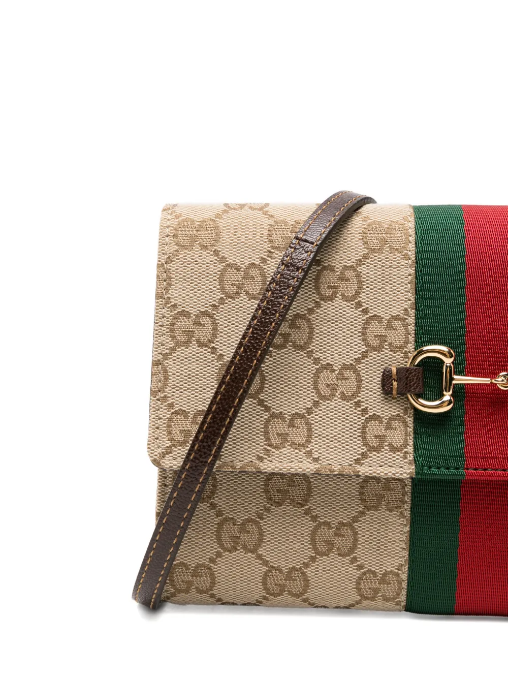 Gucci Horsebit Web schoudertas Beige