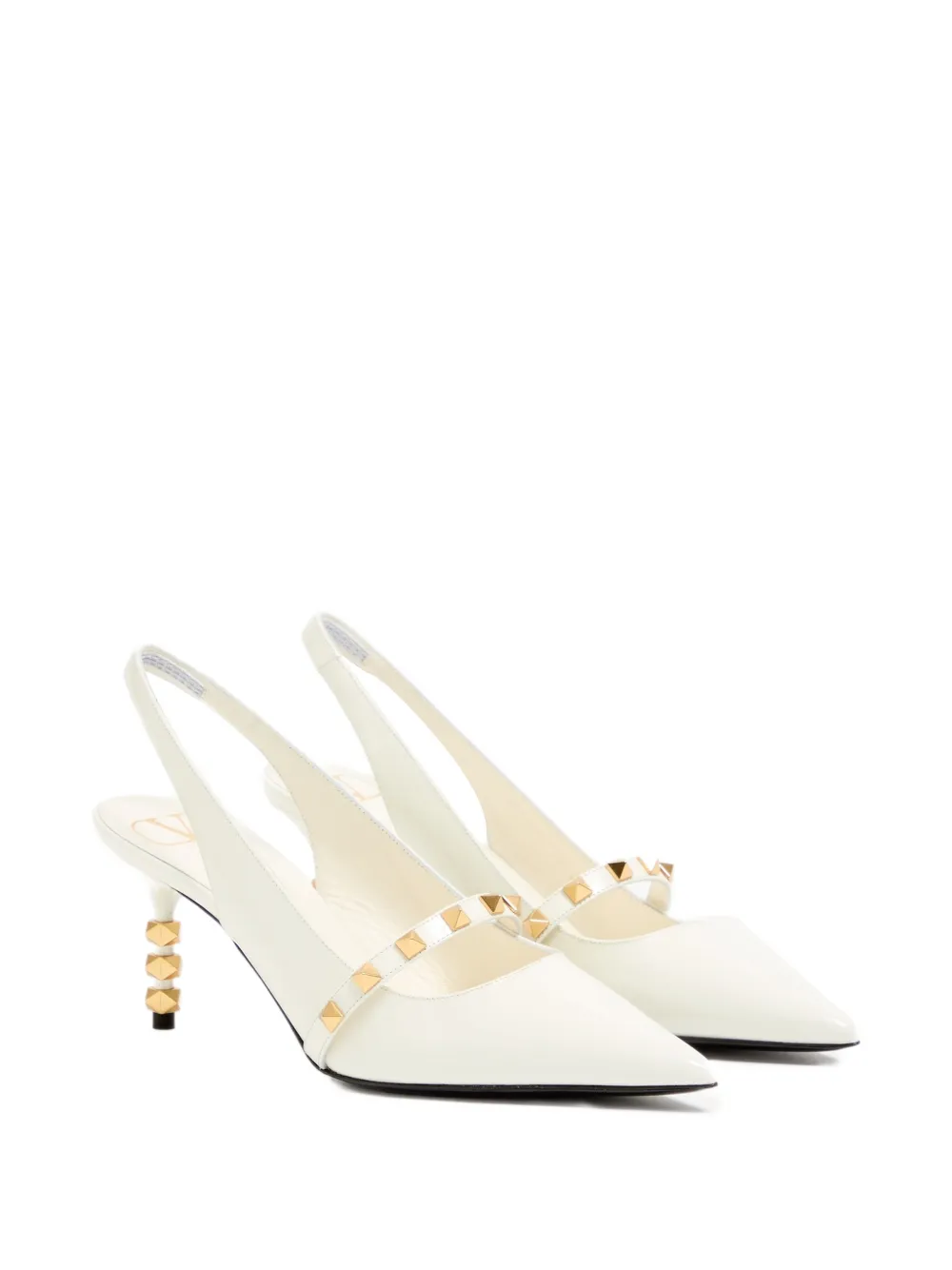 Valentino Garavani Rockstud slingback pumps with patent-leather sculptural heel 70mm