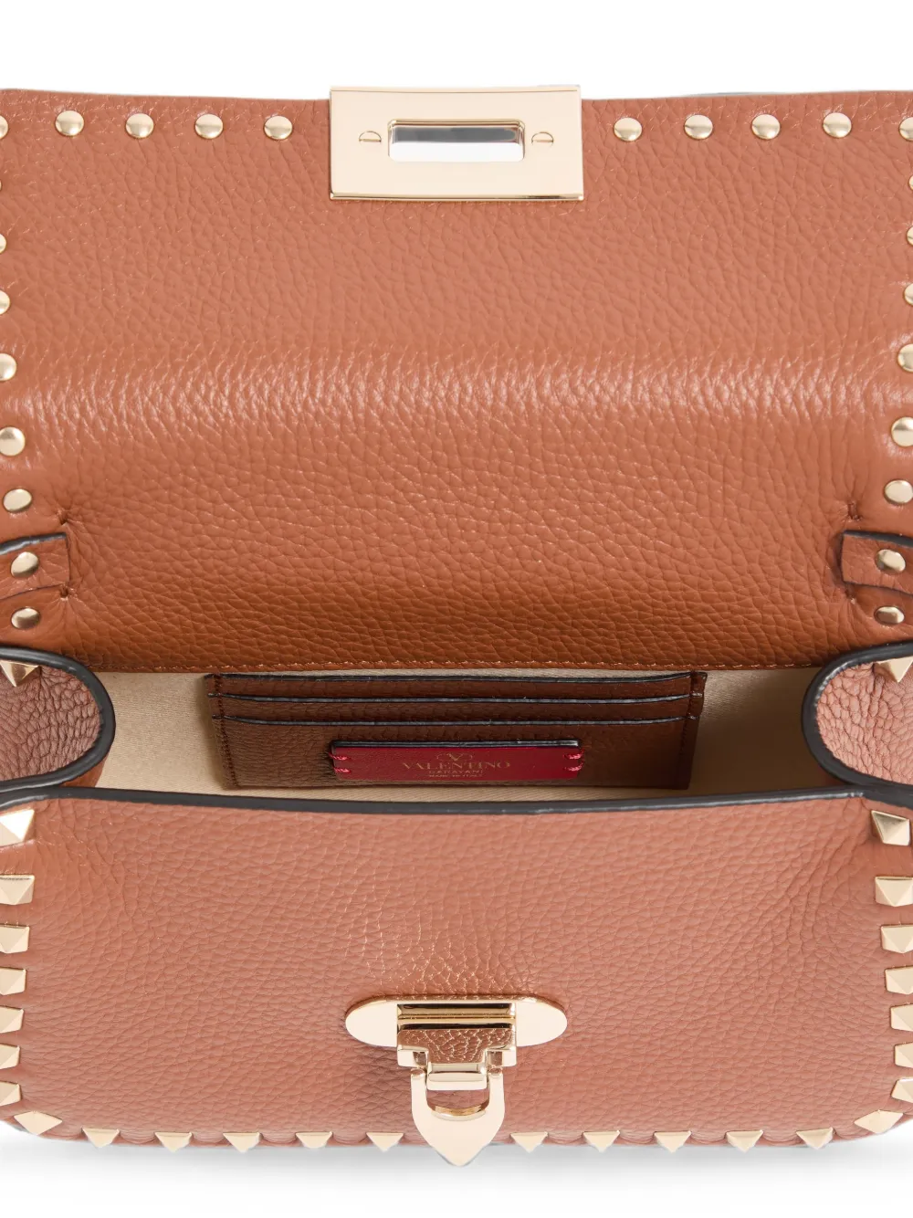 Valentino Garavani Rockstud kleine handtas van korrelig kalfsleer Bruin