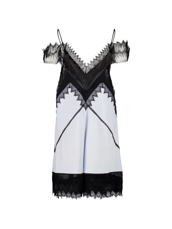 tom ford mini dress TOM FORD Women's Lace-Trim Mixed-Media Minidress - Unn Sky Black