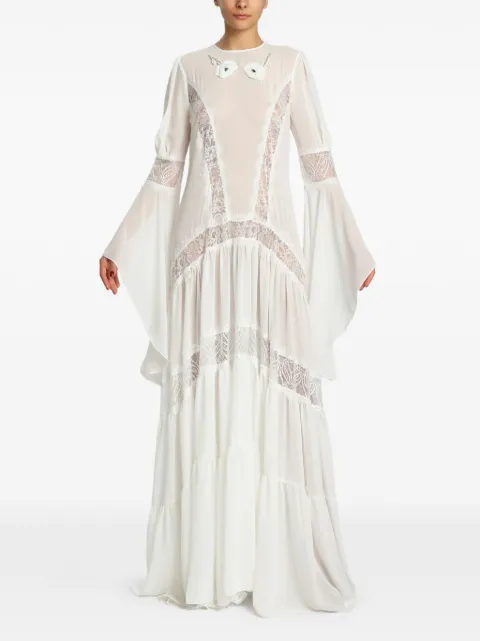 MIAU by Clara Rotescu Noa lace-panelled floral-appliqué maxi dress