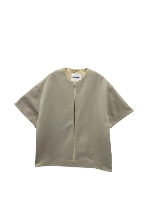 Jil Sander zip-up logo-embroidered T-shirt