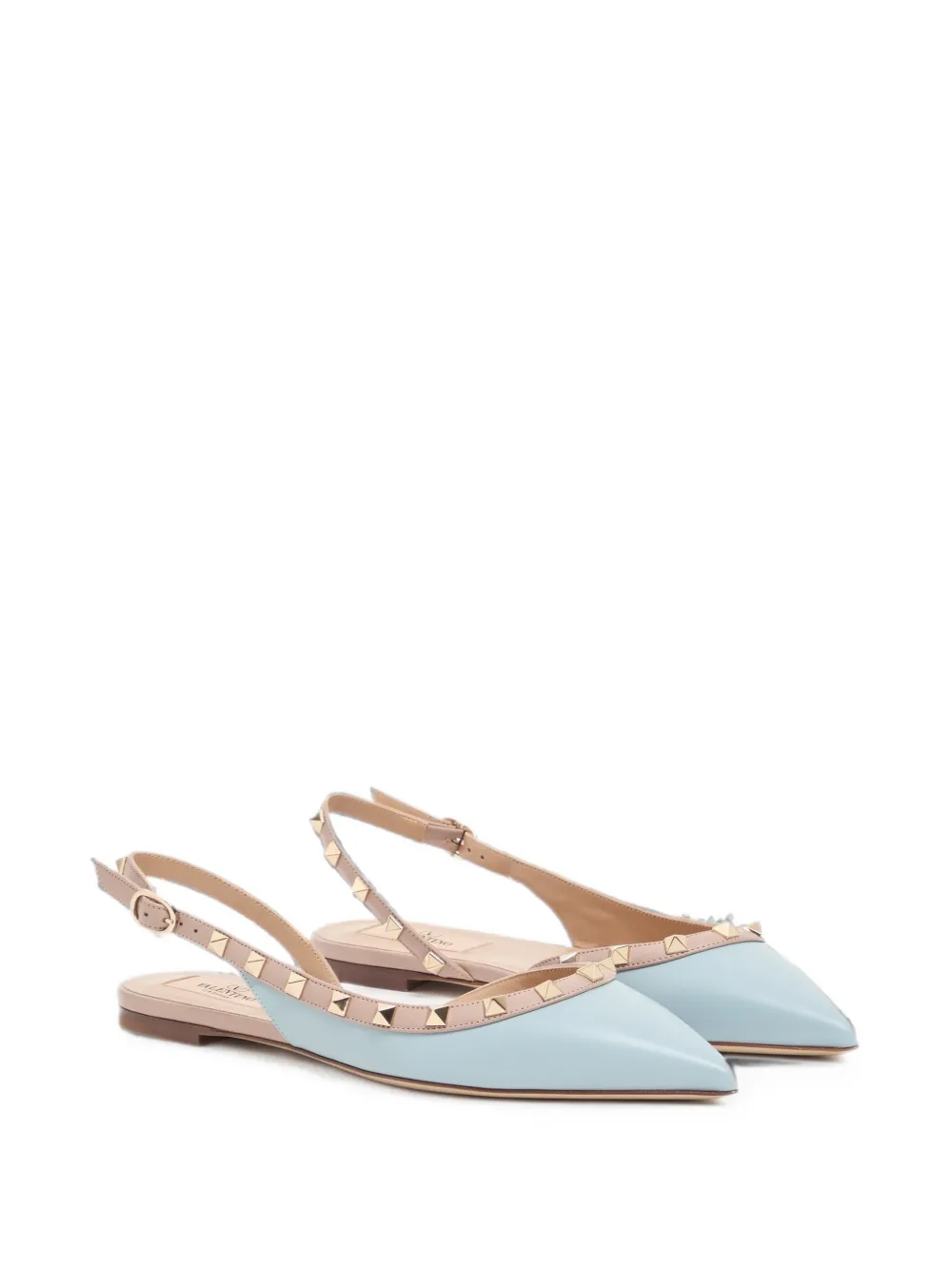 Valentino Garavani Rockstud calfskin ballerinas Blauw