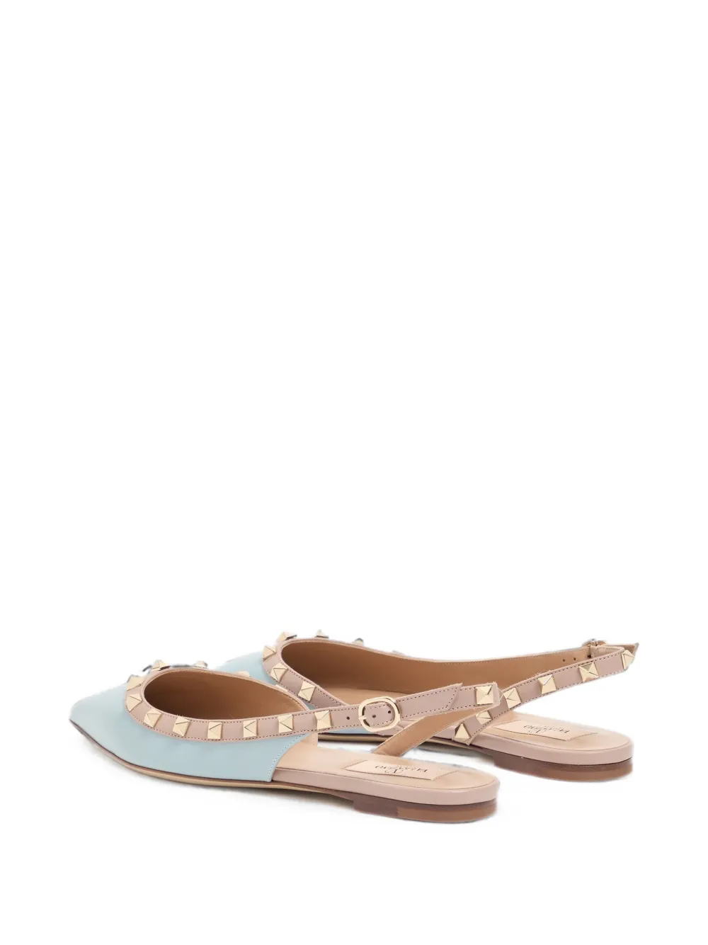 Valentino Garavani Rockstud calfskin ballerinas Blauw