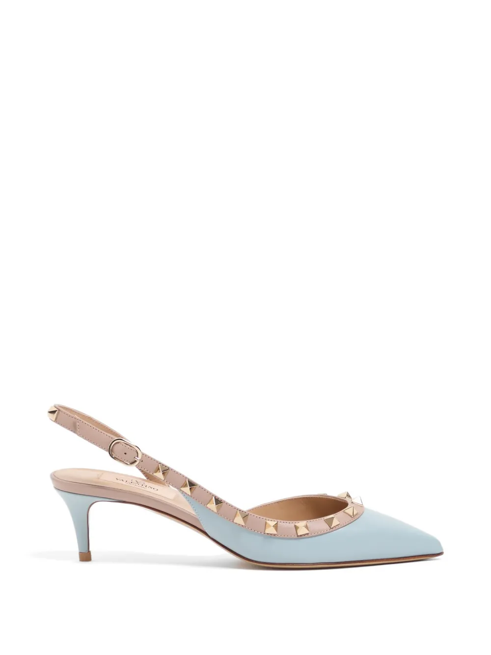 Valentino Garavani Rockstud calfskin slingback pumps 50mm Blauw