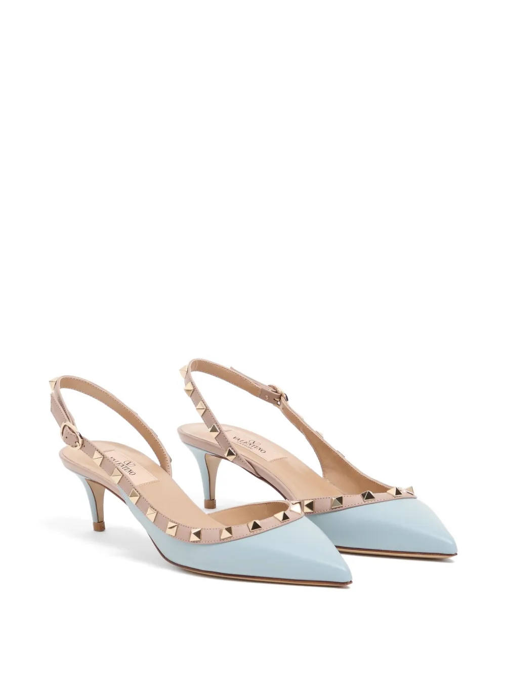 Valentino Garavani Rockstud calfskin slingback pumps 50mm Blauw