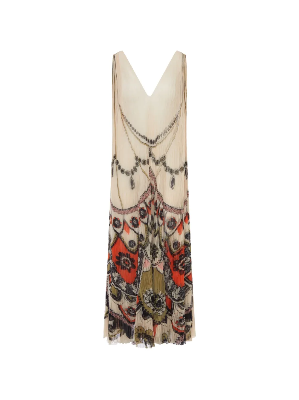 La DoubleJ ornamental-print pleated maxi dress - Toni neutri