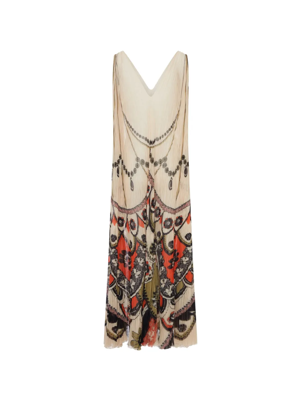 La DoubleJ Geplooide maxi-jurk met print Beige
