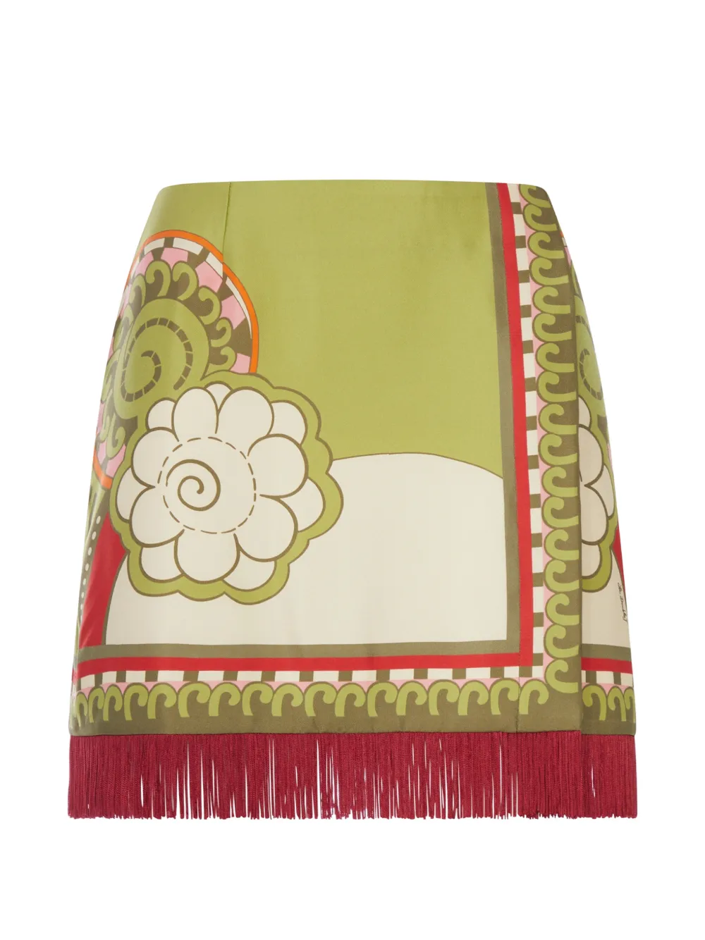 La DoubleJ fringed A-line mini skirt - Verde