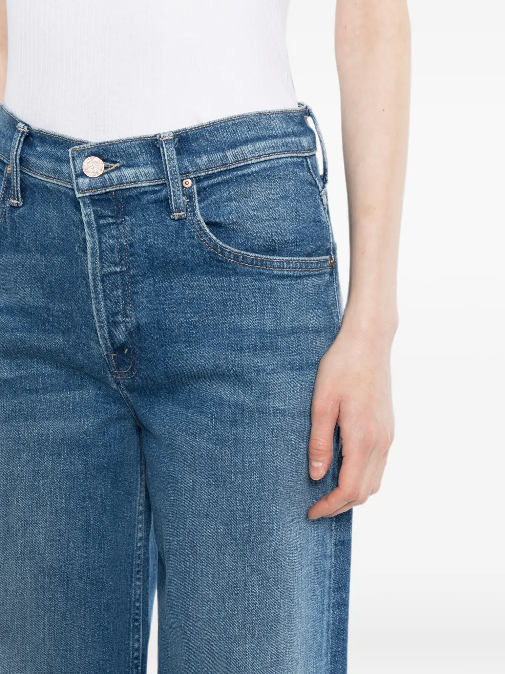 MOTHER Rerun Sneak jeans met wijde pijpen Blauw